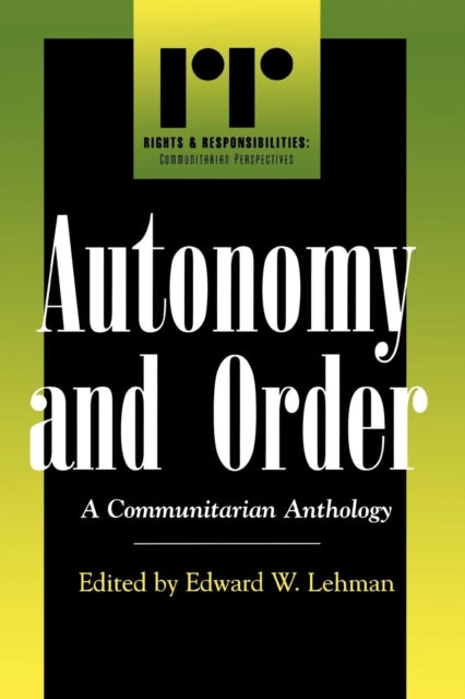 Book cover of: Autonomy and Order. By: Edward W. Lehman