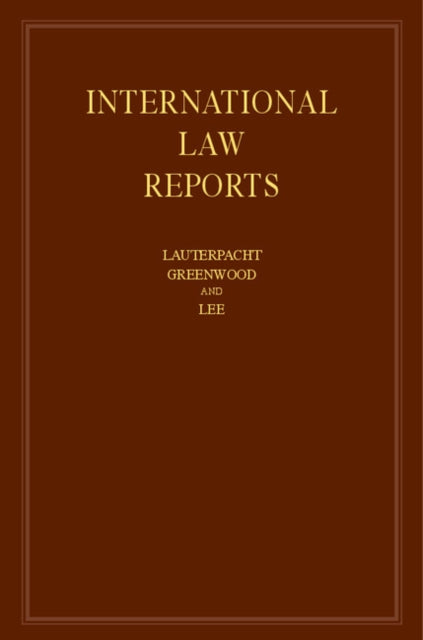 Book cover of: International Law Reports: Volume 159. By: Elihu Lauterpacht