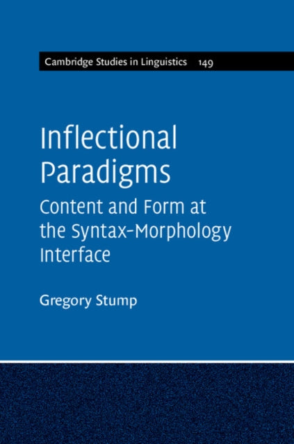 Book cover of: Inflectional Paradigms. By: Gregory Stump