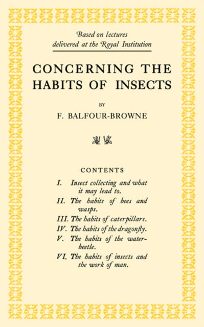 Book cover of: Concerning the Habits of Insects. By: Frank Balfour-Browne
