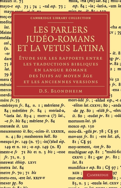 Book cover of: Les Parlers Judeo-Romans et la Vetus Latina. By: D. S. Blondheim