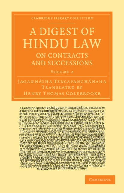 Book cover of: Digest of Hindu Law, on Contracts and Successions. By: Jagannátha Tercapanchánana