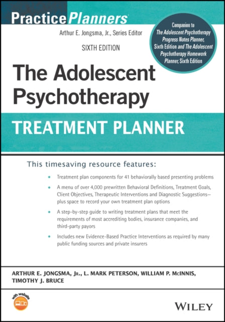 Book cover of: Adolescent Psychotherapy Treatment Planner. By: Arthur E. Jongsma
