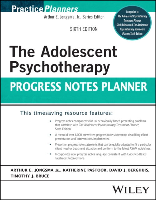 Book cover of: Adolescent Psychotherapy Progress Notes Planner. By: L. Mark Peterson