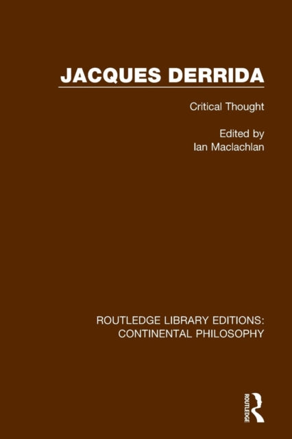 Book cover of: Jacques Derrida