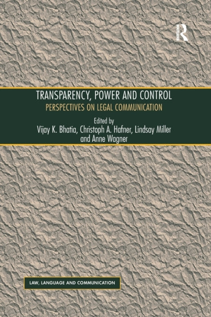Book cover of: Transparency, Power, and Control. By: Christoph A. Hafner