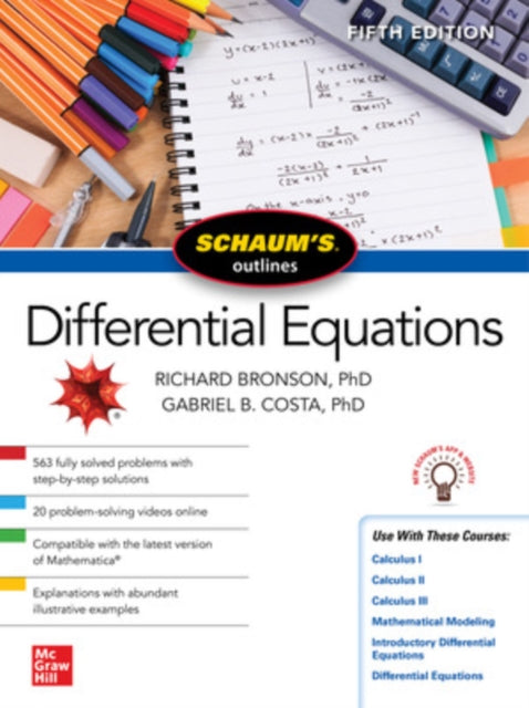 Book cover of: Schaum's Outline of Differential Equations, Fifth Edition. By: Richard Bronson