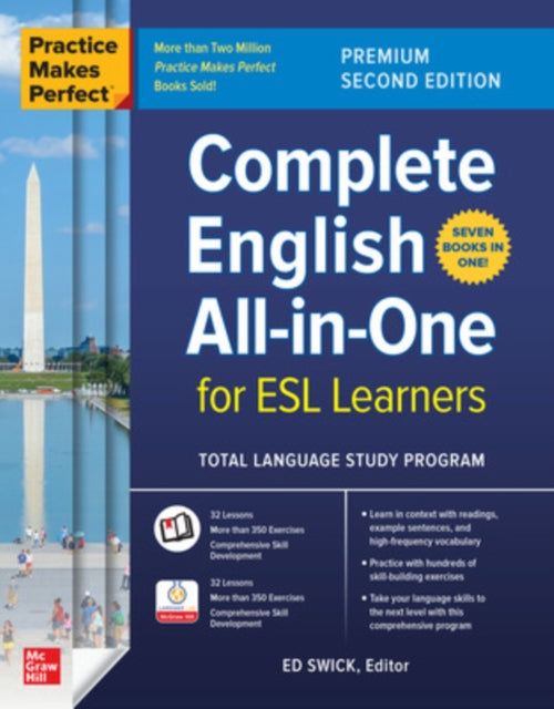 Book cover of: Practice Makes Perfect: Complete English All-in-One for ESL Learners, Premium Second Edition. By: Ed Swick
