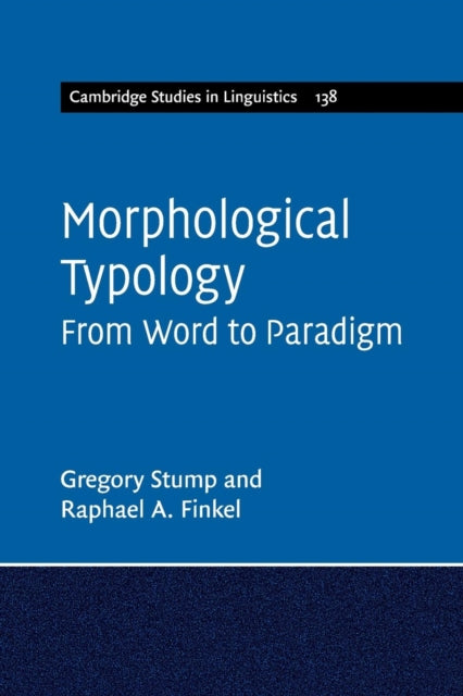 Book cover of: Morphological Typology. By: Gregory Stump