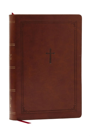 NKJV Giant Print End-of-Verse Reference Bible, Brown Leathersoft, Red Letter, Comfort Print