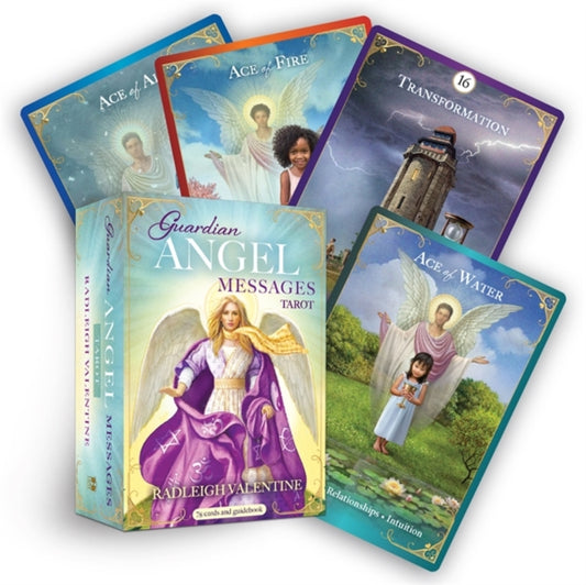 Book cover of: Guardian Angel Messages Tarot. By: Radleigh Valentine