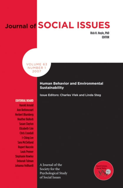 Book cover of: Human Behavior and Environmental Sustainability. By: Charles Vlek