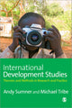 Book cover of: International Development Studies. By: Andrew Sumner