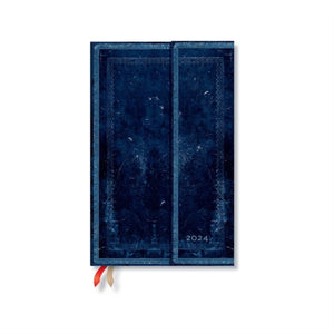 Inkblot (Old Leather Collection) Maxi Vertical 12-month Dayplanner 2024 (Wrap Closure)