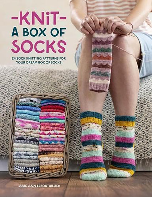 Book cover of: Knit a Box of Socks. By: Julie Anne Lebouthillier
