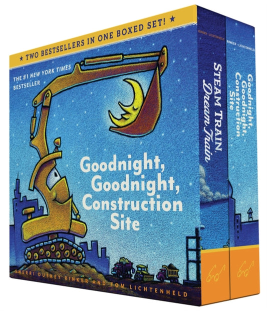 Book cover of: Goodnight, Goodnight, Construction Site and Steam Train, Dream Train Board Books Boxed Set. By: Sherri Duskey Rinker
