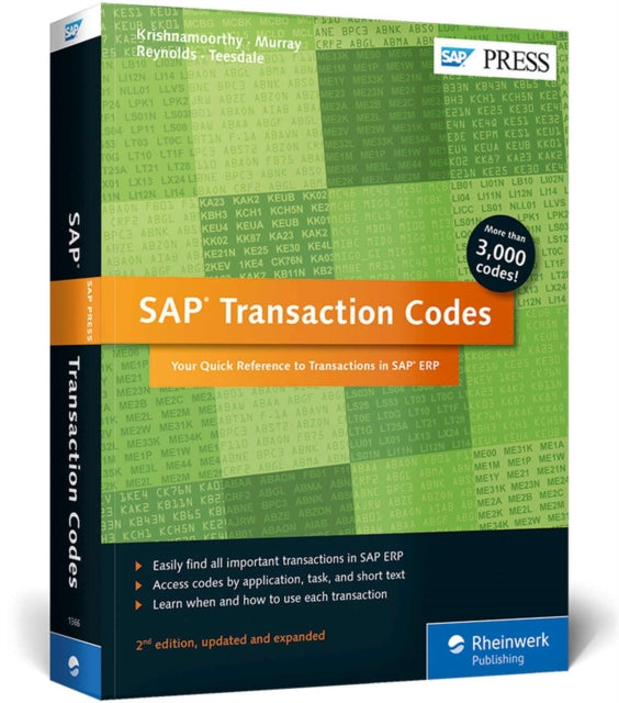 Book cover of: SAP Transaction Codes. By: Venki Krishnamoorthy