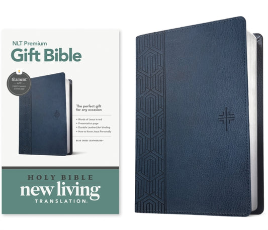 Book cover of: NLT Premium Gift Bible, Filament Enabled, Blue Cross. By: Tyndale