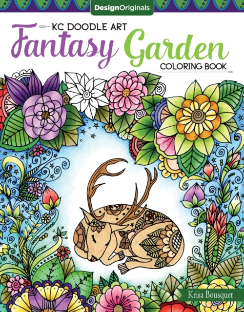 Book cover of: KC Doodle Art Fantasy Garden Coloring Book. By: Krisa Bousquet