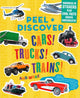 Book cover of: Peel + Discover: Cars! Trucks! Trains! And More. By: Workman Publishing