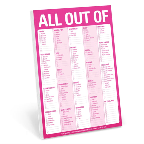 Knock Knock Pad: All Out Of Pad Pink (with magnet)