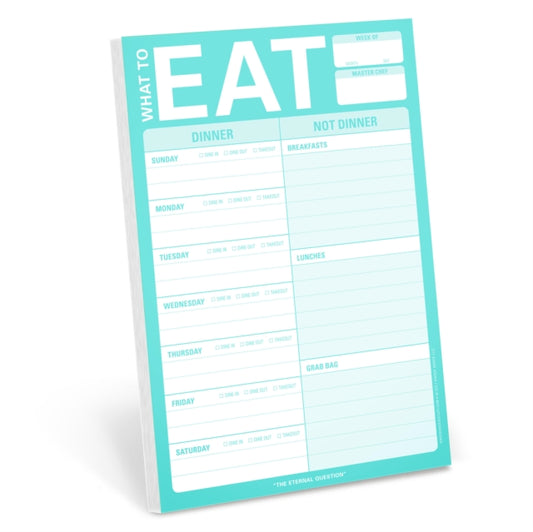 Book cover of: Knock Knock What to Eat Pad (Mint Green). By: Knock Knock
