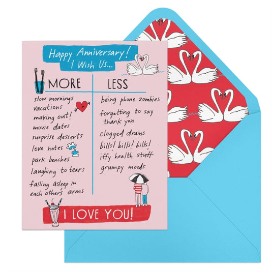 Book cover of: 6-Pack Em & Friends Julia Rothman Anniversary More/Less Greeting Cards