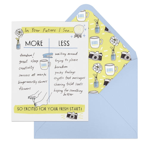 6-Pack Em & Friends Julia Rothman Fresh Start More/Less Greeting Cards