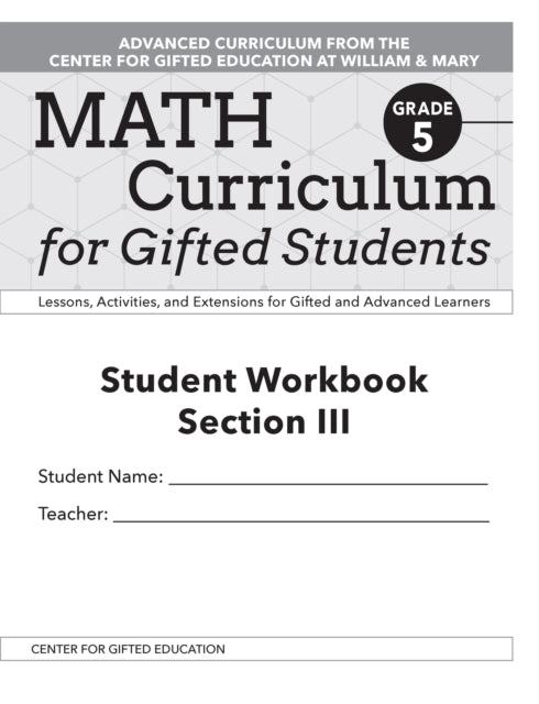 Book cover of: Math Curriculum for Gifted Students. By: Margaret Patti