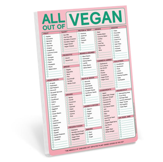 Book cover of: Knock Knock All Out Of Vegan (with magnet) Classic Pad (Pastel Version). By: Knock Knock Knock