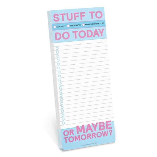 Book cover of: Knock Knock Stuff To Do Today Make-a-List Pads. By: Knock Knock Knock