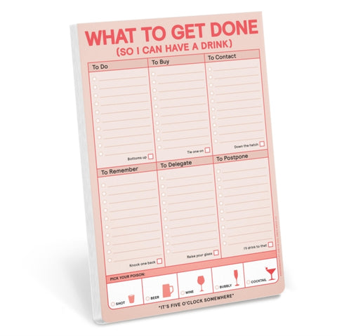 Knock Knock What to Get Done So I Can Have a Drink Pad (Pastel Version)