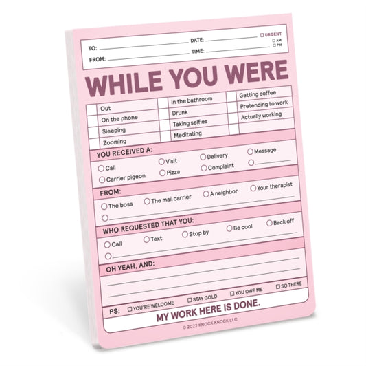 Book cover of: Knock Knock While You Were Nifty Note Pad (Pastel Version). By: Knock Knock Knock