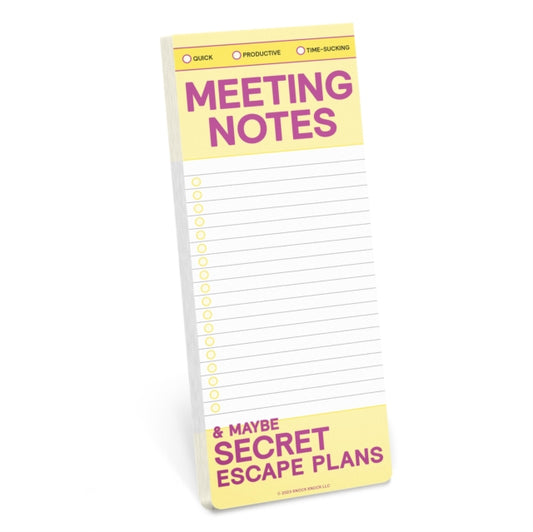 Book cover of: Knock Knock Meeting Notes Make-a-List Pads. By: Knock Knock Knock