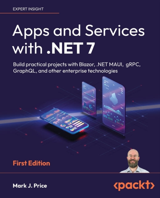 Book cover of: Apps and Services with .NET 7. By: Mark J. Price