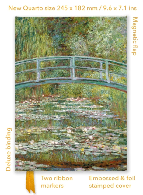 Book cover of: Claude Monet: Bridge over a Pond of Water Lilies (Foiled Quarto Journal). By: Flame Tree Studio