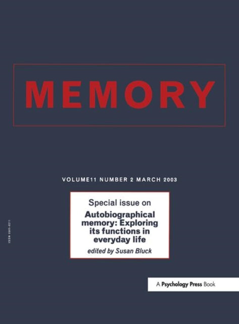 Book cover of: Autobiographical Memory: Exploring its Functions in Everyday Life. By: Susan Bluck
