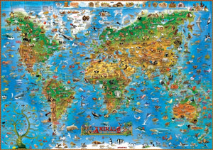 Animals of the World kids wall map laminated