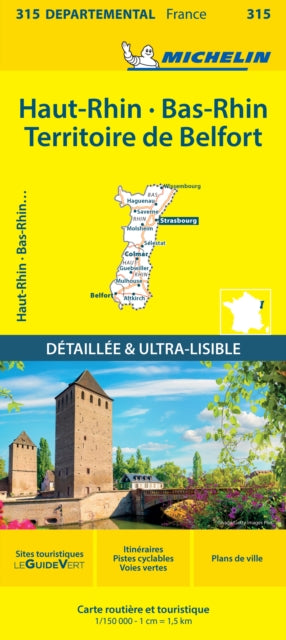 Bas-Rhin, Haut-Rhin, Territoire de Belfort - Michelin Local Map 315