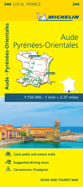 Book cover of: Aude, Pyrenees-Orientales - Michelin Local Map 344. By: Michelin