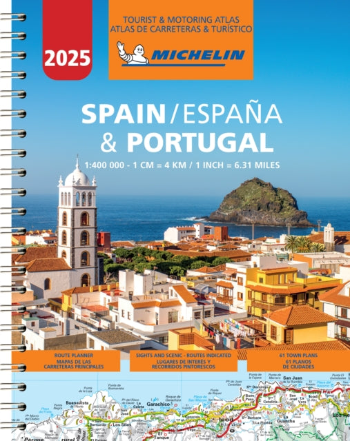 Book cover of: Spain & Portugal 2025 - Tourist and Motoring Atlas (A4-Spiral). By: Michelin