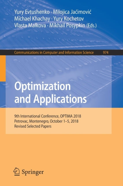 Book cover of: Optimization and Applications. By: Yury Evtushenko