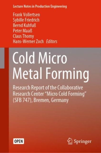 Book cover of: Cold Micro Metal Forming. By: Frank Vollertsen