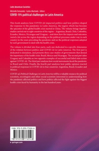 Book cover of: COVID-19's political challenges in Latin America. By: Michelle Fernandez