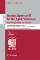 Book cover of: Human Aspects of IT for the Aged Population. Supporting Everyday Life Activities. By: Qin Gao