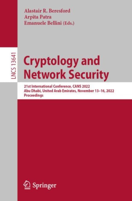 Book cover of: Cryptology and Network Security. By: Alastair R. Beresford