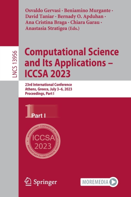 Book cover of: Computational Science and Its Applications – ICCSA 2023. By: Osvaldo Gervasi