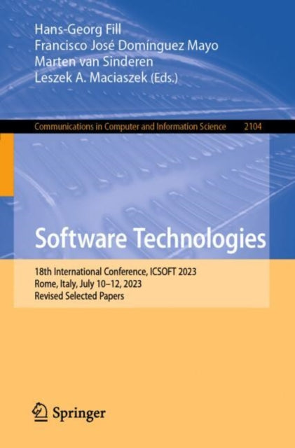 Book cover of: Software Technologies. By: Hans-Georg Fill