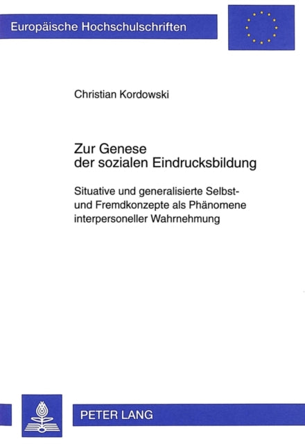 Book cover of: Zur Genese der sozialen Eindrucksbildung