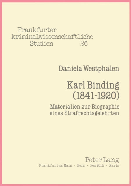 Book cover of: Karl Binding (1841-1920)